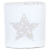 babybay Nestchen Piqué passend für Modell Original, weiß Applikation Stern perlgrau Sterne weiß