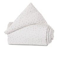 babybay Nestchen Organic Cotton passend für Modell Maxi, Boxspring, Comfort und Comfort Plus, weiß Glitzersterne silber