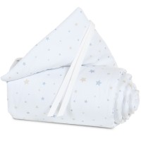 babybay Nestchen Piqué passend für Modell Maxi, Boxspring, Comfort und Comfort Plus, weiß Sternemix sand/azurblau