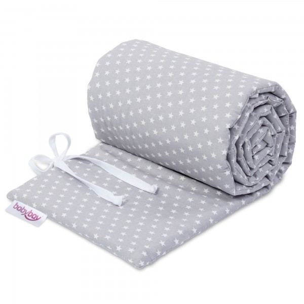 babybay Nestchen Organic Cotton passend für Modell Maxi, Boxspring, Comfort und Comfort Plus, lichtgrau Sterne weiß