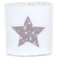 babybay Nestchen Piqué passend für Modell Maxi, Boxspring, Comfort und Comfort Plus, weiß Applikation Stern taupe Sterne weiß