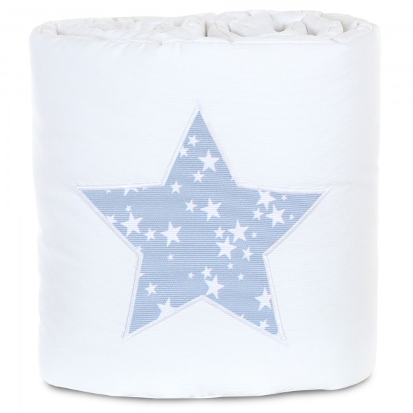 babybay Nestchen Piqué passend für Modell Maxi, Boxspring, Comfort und Comfort Plus, weiß Applikation Stern azurblau Sterne weiß