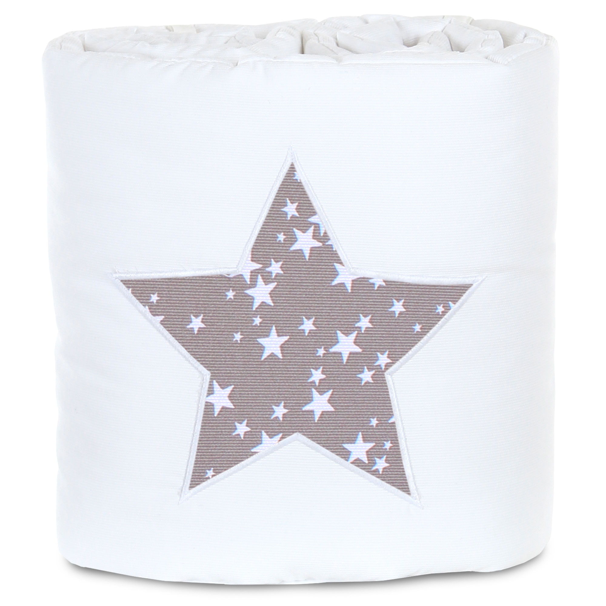 babybay Nestchen Piqué passend für Modell Boxspring XXL, weiß Applikation Stern taupe Sterne weiß