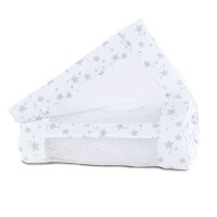 babybay Nestchen Mesh-Piqué passend für Modell Maxi, Boxspring, Comfort und Comfort Plus, weiß Sterne perlgrau