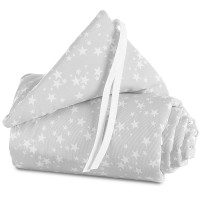babybay Nestchen Piqué passend für Modell Maxi, Boxspring, Comfort und Comfort Plus, perlgrau Sterne weiß