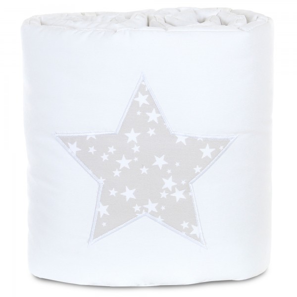 babybay Nestchen Piqué passend für Modell Original, weiß Applikation Stern perlgrau Sterne weiß