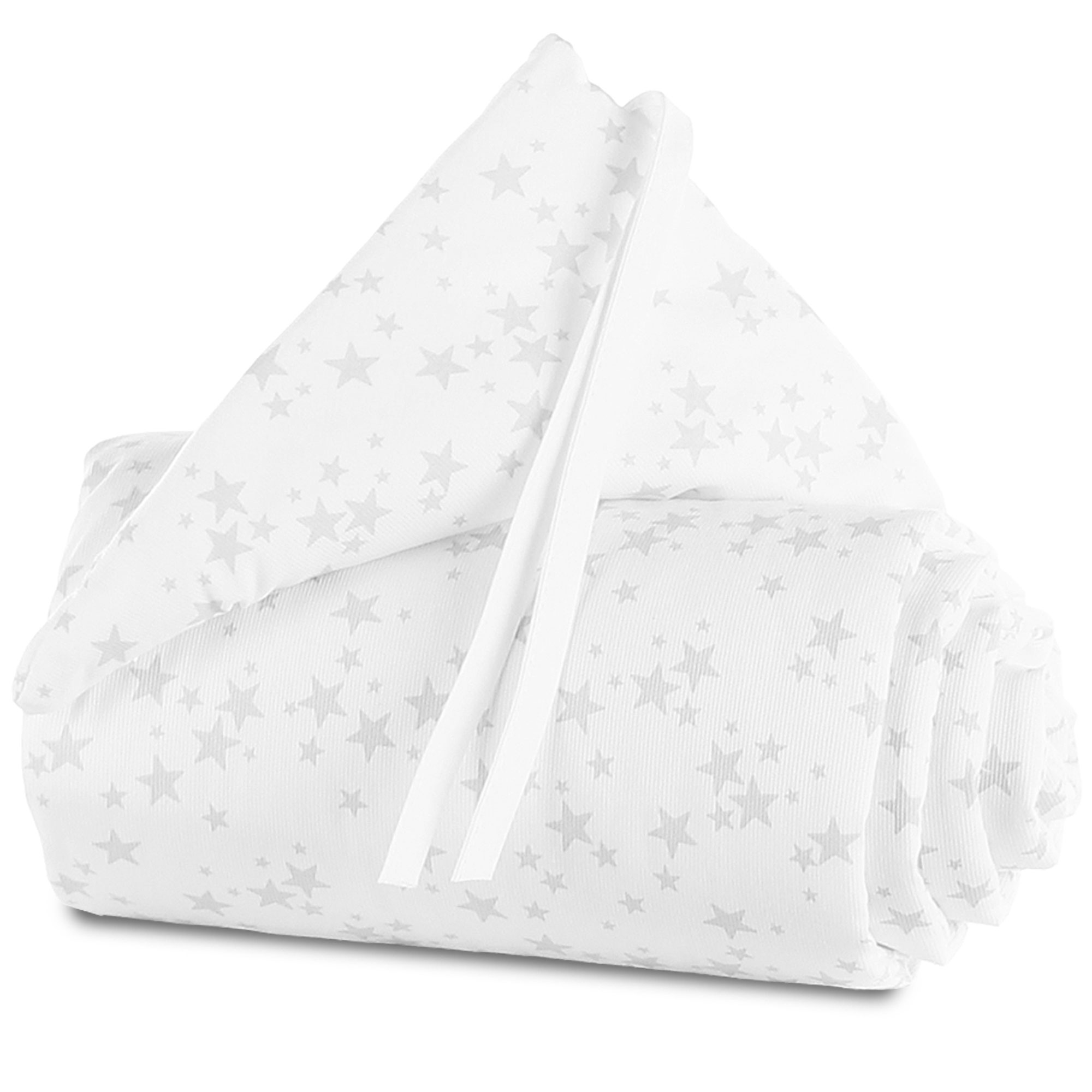 babybay Nestchen Piqué passend für Modell Maxi, Boxspring, Comfort und Comfort Plus, weiß Sterne perlgrau