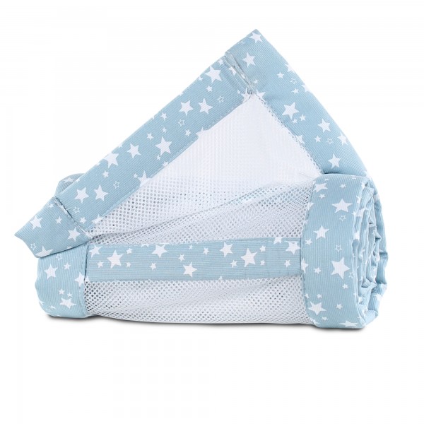 babybay Nestchen Mesh-Piqué passend für Modell Maxi, Boxspring, Comfort und Comfort Plus, azurblau Sterne weiß