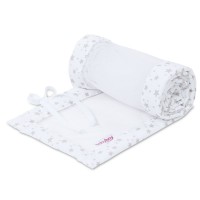 babybay Nestchen Mesh-Piqué passend für Modell Maxi, Boxspring, Comfort und Comfort Plus, weiß Sterne perlgrau